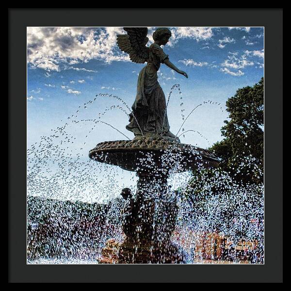 Lake Geneva Angel Fountain - Framed Print