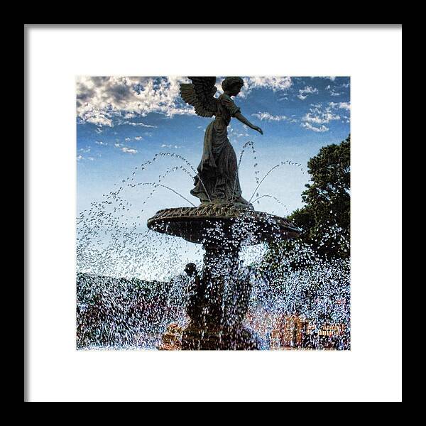 Lake Geneva Angel Fountain - Framed Print