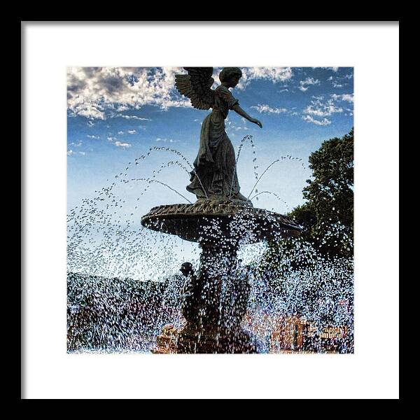 Lake Geneva Angel Fountain - Framed Print