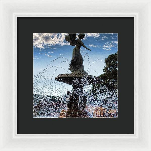 Lake Geneva Angel Fountain - Framed Print