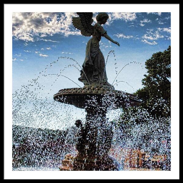 Lake Geneva Angel Fountain - Framed Print