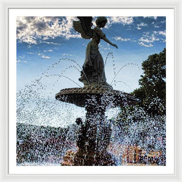 Lake Geneva Angel Fountain - Framed Print