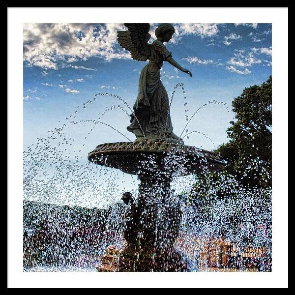 Lake Geneva Angel Fountain - Framed Print