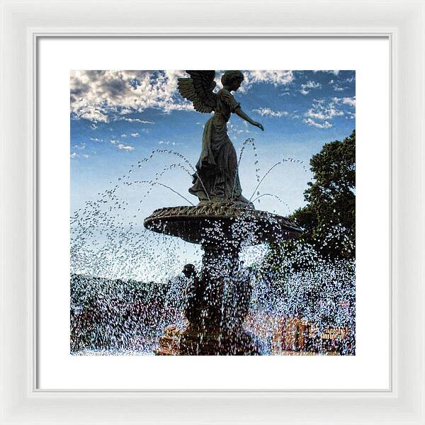 Lake Geneva Angel Fountain - Framed Print