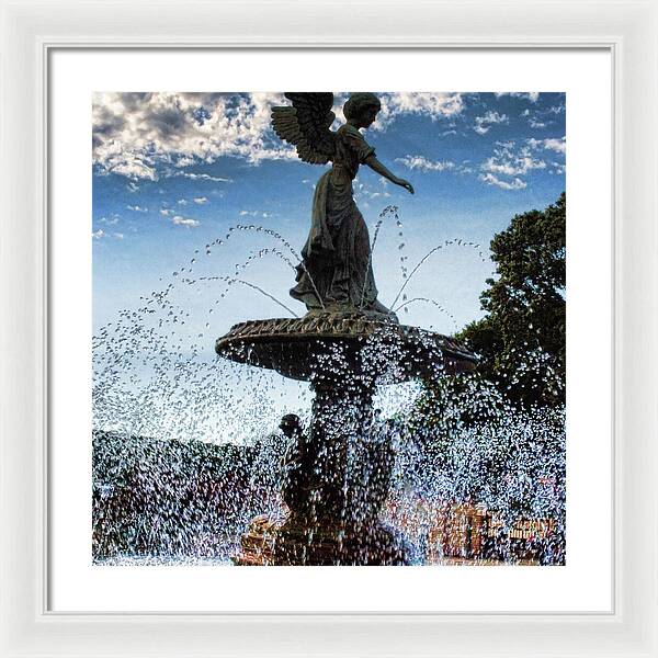 Lake Geneva Angel Fountain - Framed Print