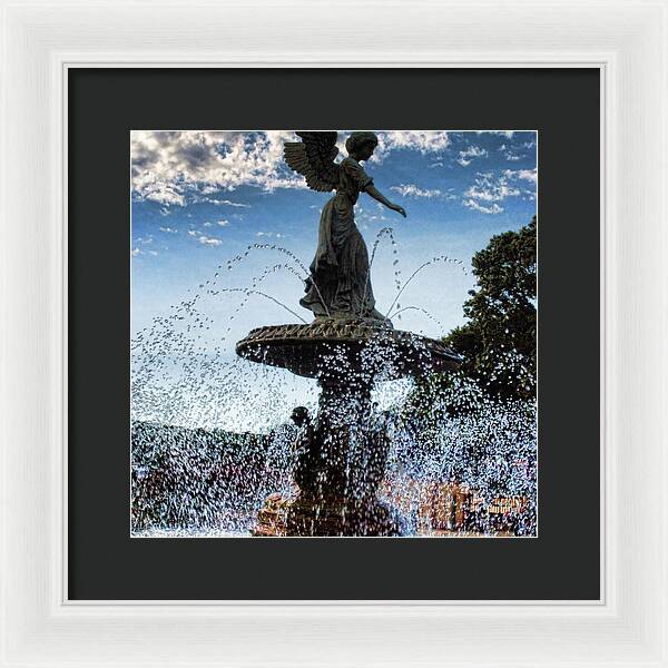 Lake Geneva Angel Fountain - Framed Print