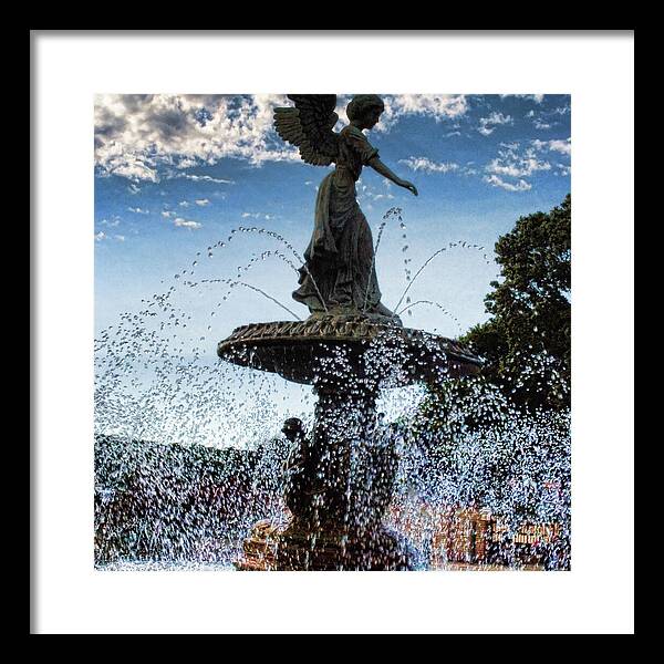 Lake Geneva Angel Fountain - Framed Print