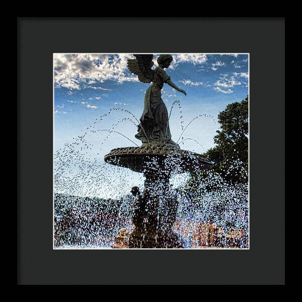 Lake Geneva Angel Fountain - Framed Print