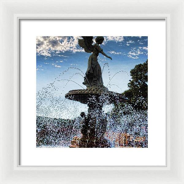 Lake Geneva Angel Fountain - Framed Print