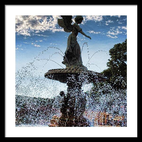 Lake Geneva Angel Fountain - Framed Print