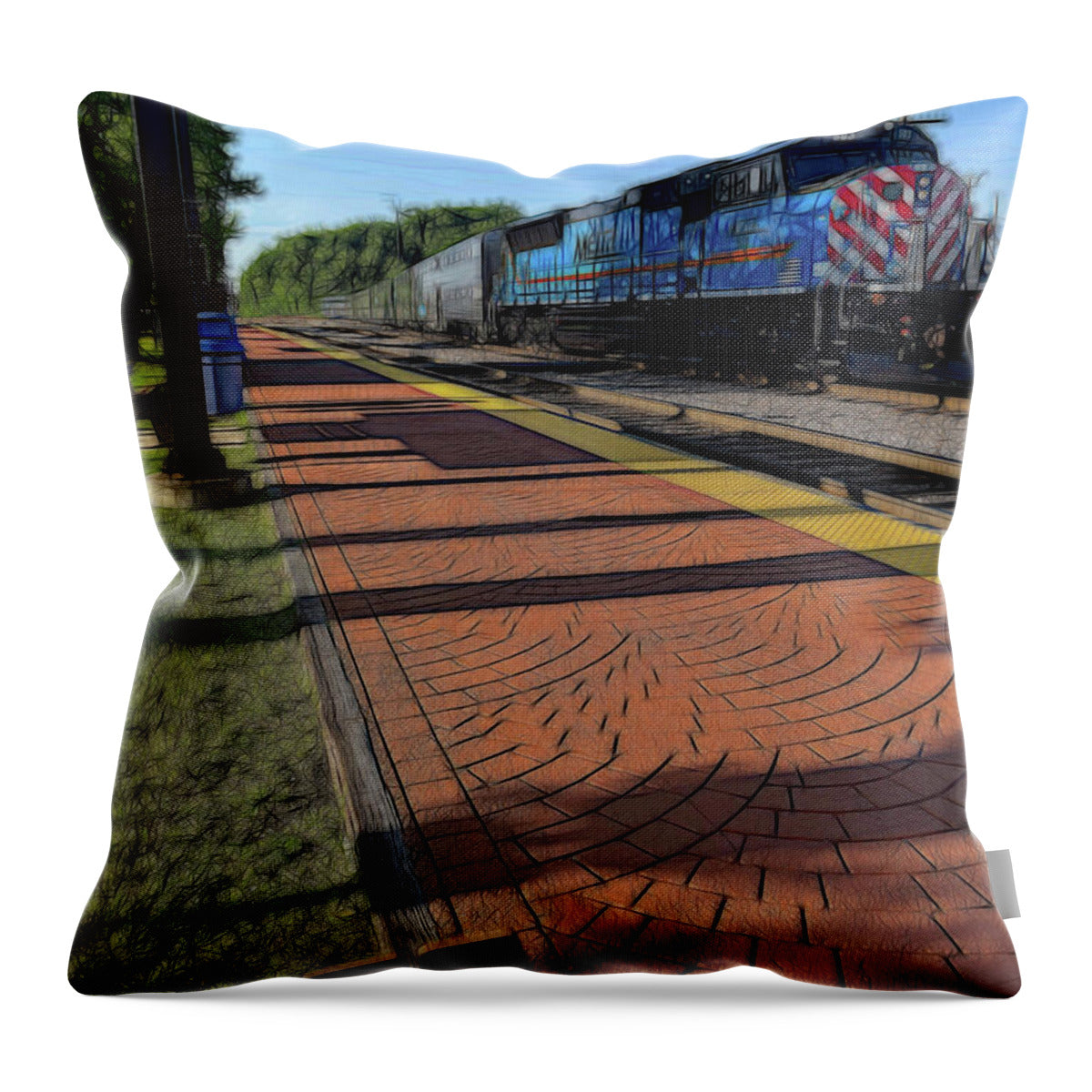 Local Train Fox Lake - Throw Pillow