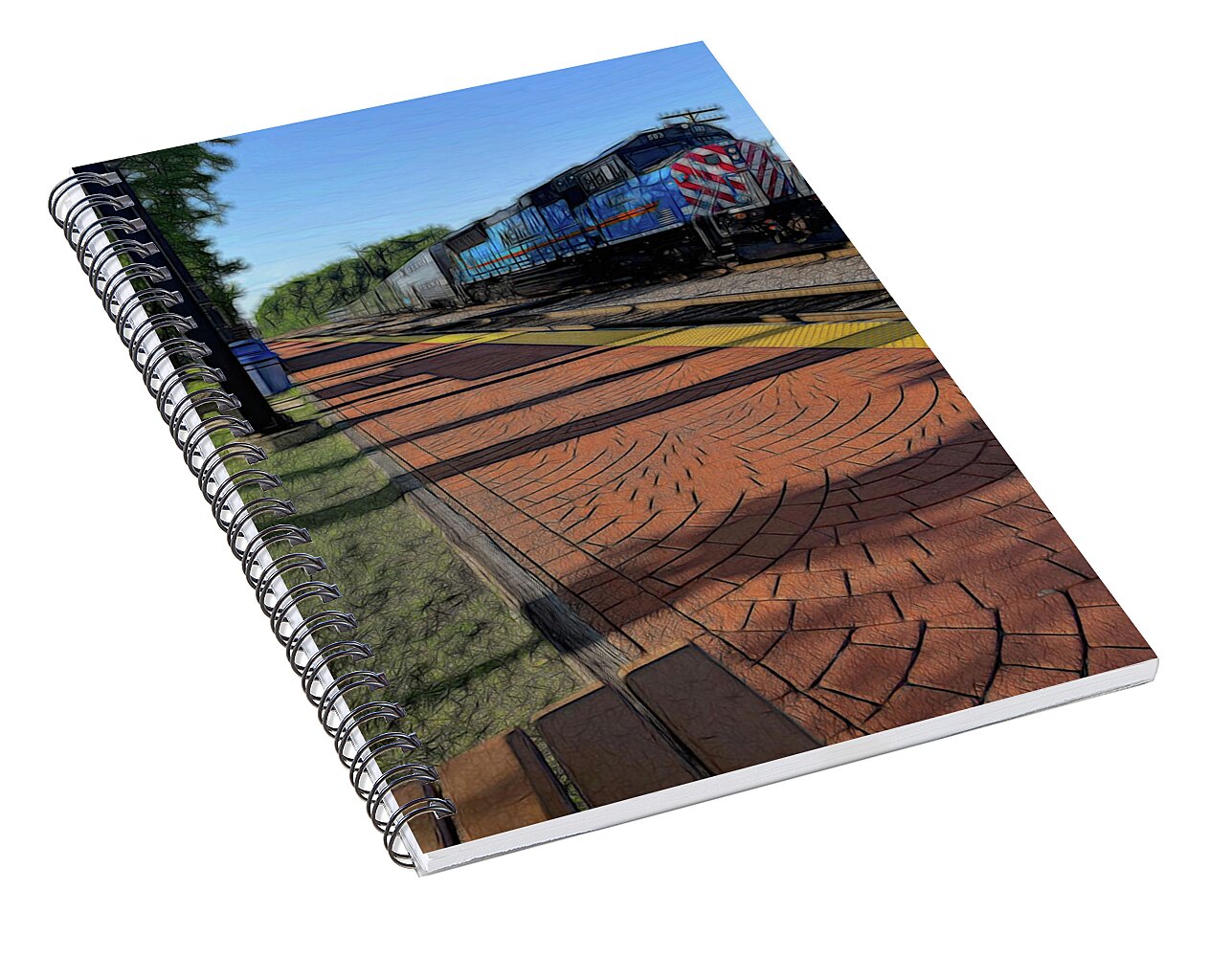 Local Train Fox Lake - Spiral Notebook