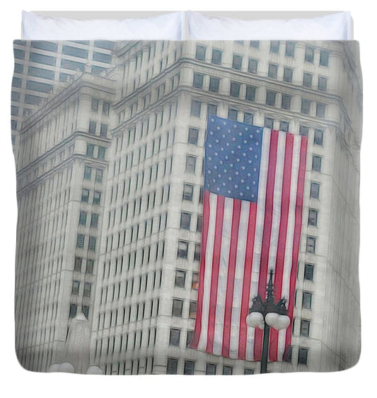 Patriotic Chicago - Duvet Cover