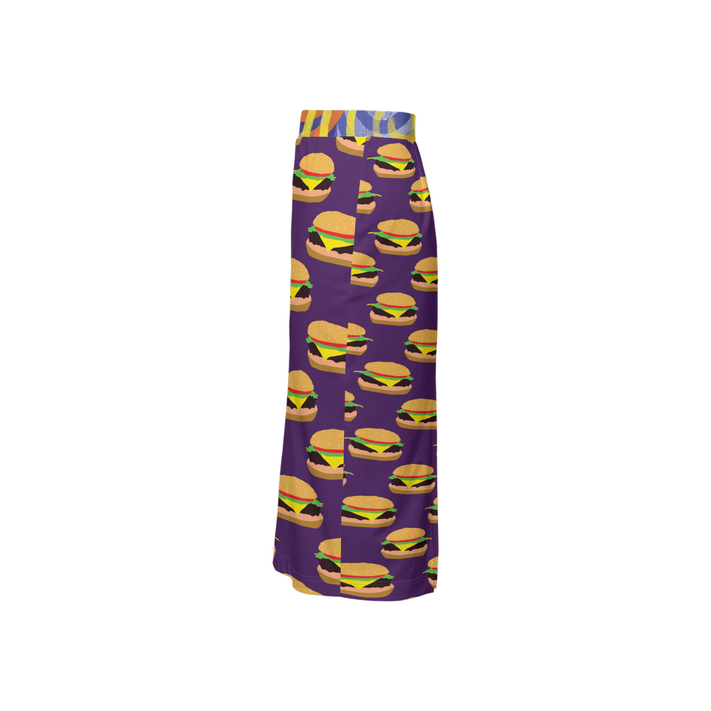 Cheeseburger Pattern Women's Back Split Pencil Skirt-Heavy Knit