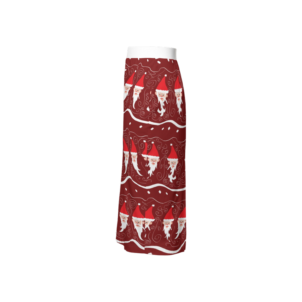 Bearded Santa Pattern Women's Back Split Pencil Skirt-Heavy Knit