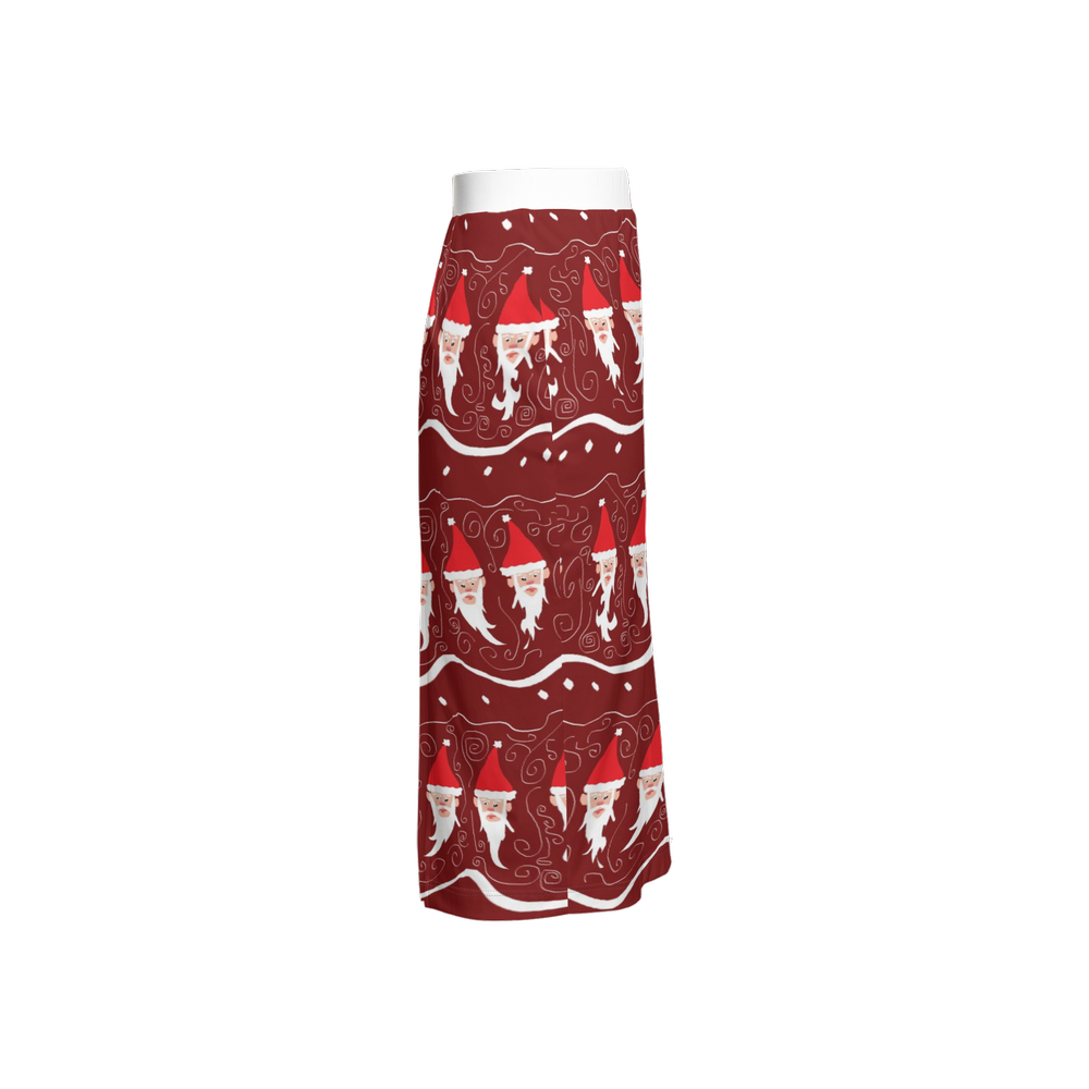 Bearded Santa Pattern Women's Back Split Pencil Skirt-Heavy Knit