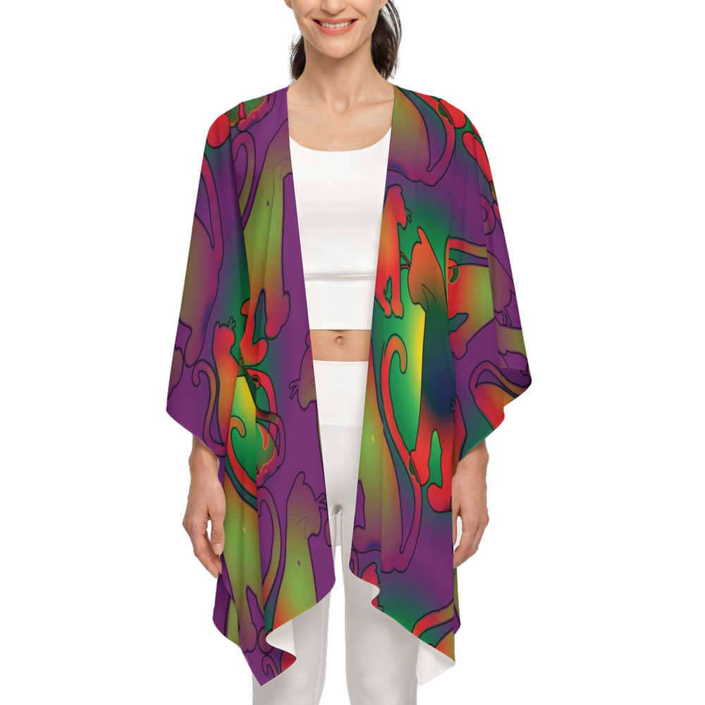 Abstract Rainbow Cats Pattern Women's Silky-like Wrap-Ultra-Soft and Smooth