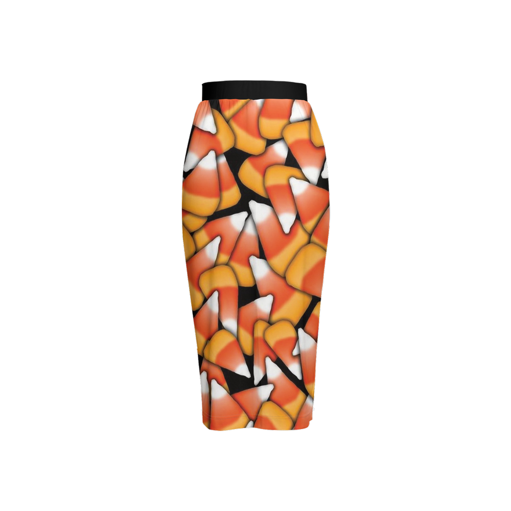 Candy Corn Women's Back Split Pencil Skirt-Heavy Knit