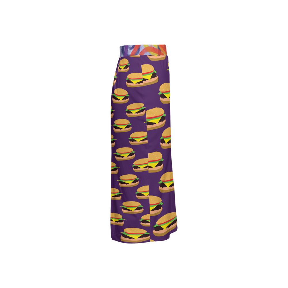 Cheeseburger Pattern Women's Back Split Pencil Skirt-Heavy Knit