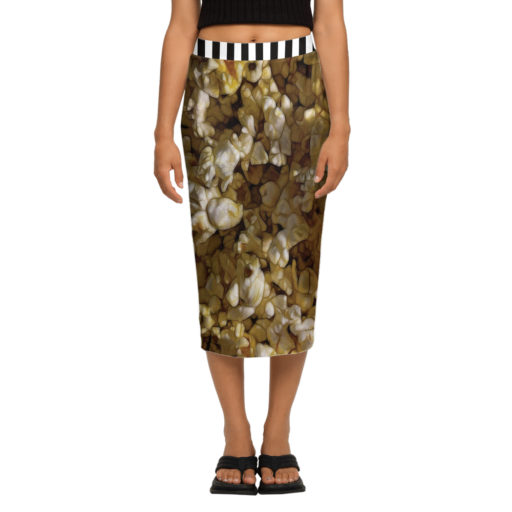 Buttered Popcorn Women's Back Split Pencil Skirt-Heavy Knit