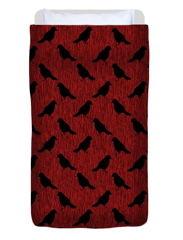 Ravens On Red - Duvet Cover