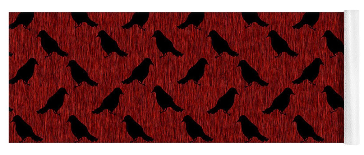 Ravens On Red - Yoga Mat