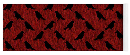 Ravens On Red - Yoga Mat