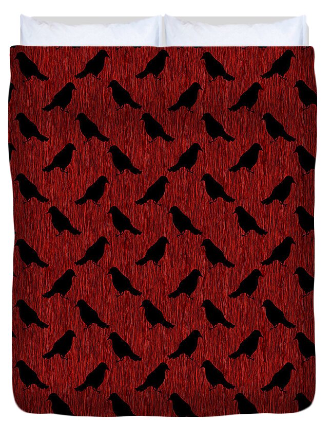 Ravens On Red - Duvet Cover