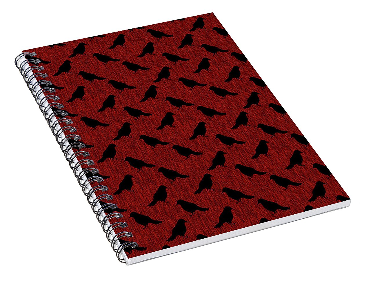 Ravens On Red - Spiral Notebook