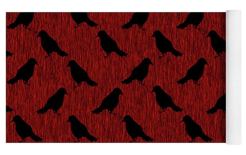 Ravens On Red - Yoga Mat