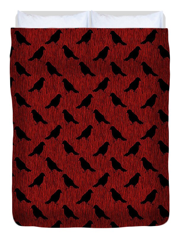 Ravens On Red - Duvet Cover