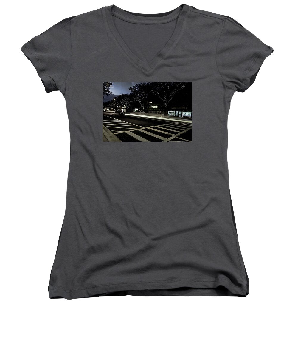 Summer Light Trail In An Antioch Evening - Women's V-Neck