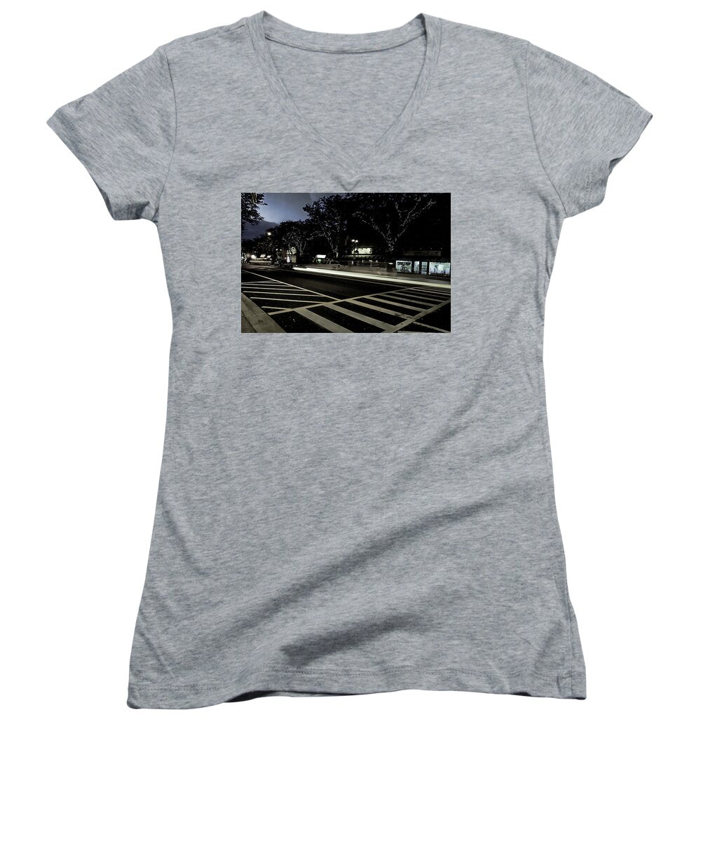 Summer Light Trail In An Antioch Evening - Women's V-Neck