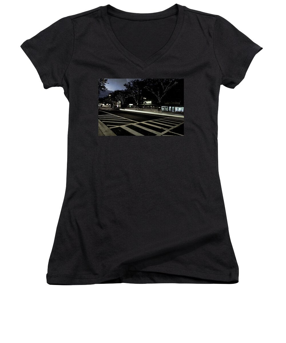 Summer Light Trail In An Antioch Evening - Women's V-Neck