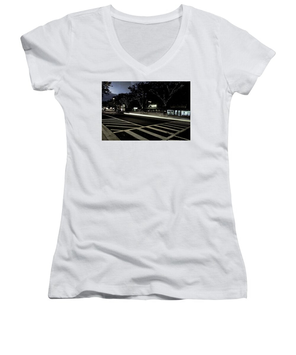 Summer Light Trail In An Antioch Evening - Women's V-Neck