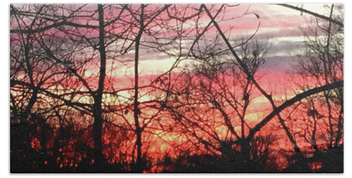 Sunset Through The Trees 2 - Beach Towel