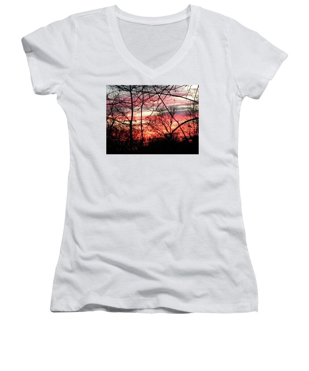 Sunset Through The Trees 2 - Women's V-Neck