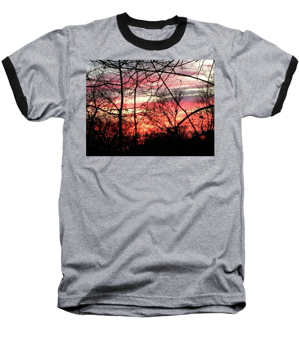 Sunset Through The Trees 2 - Baseball T-Shirt