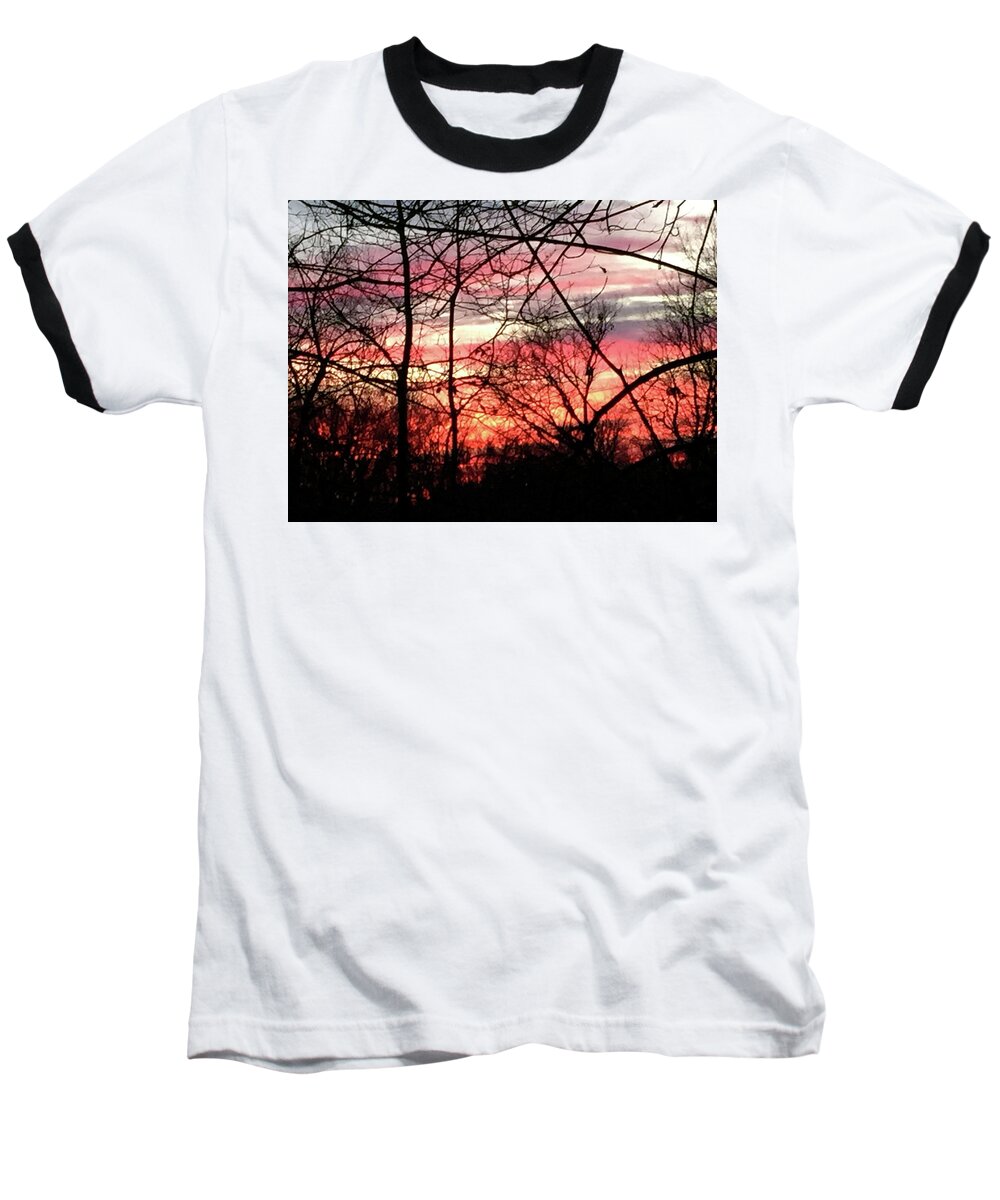 Sunset Through The Trees 2 - Baseball T-Shirt