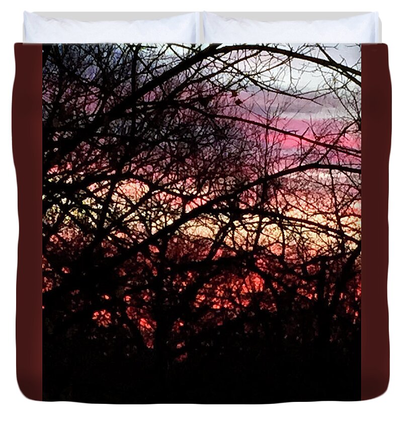 Sunset Through The Trees - Duvet Cover