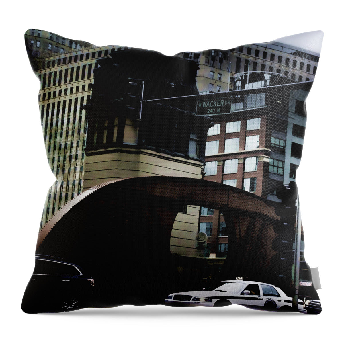 Wacker Drive Chicago - Throw Pillow