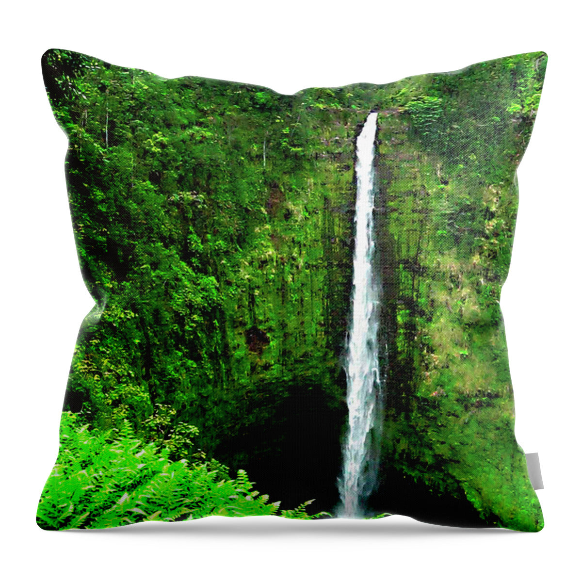 Waterfall Hawaii - Throw Pillow