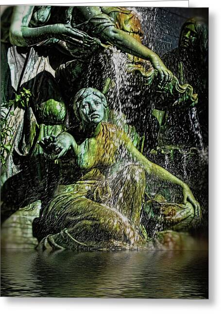 Woman in The Fountain Chicago - Greeting Card