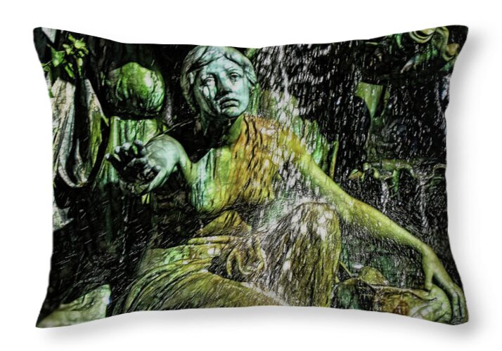 Woman in The Fountain Chicago - Throw Pillow