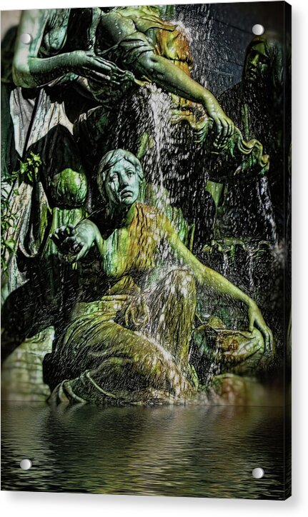 Woman in The Fountain Chicago - Acrylic Print