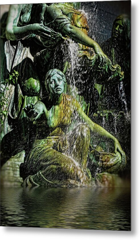 Woman in The Fountain Chicago - Metal Print