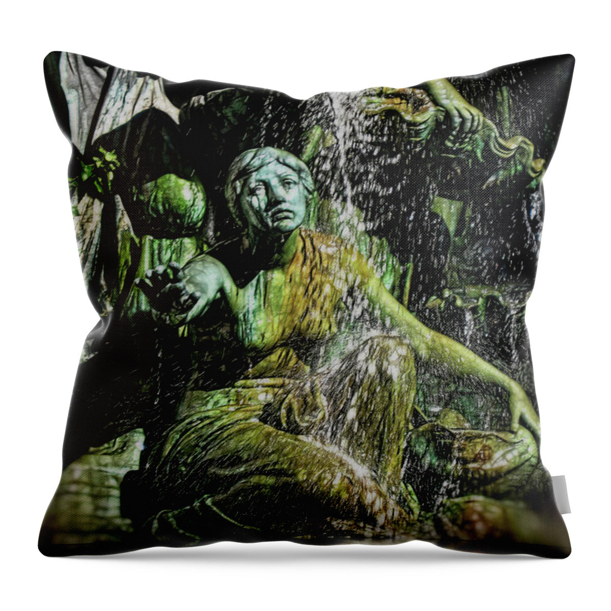 Woman in The Fountain Chicago - Throw Pillow