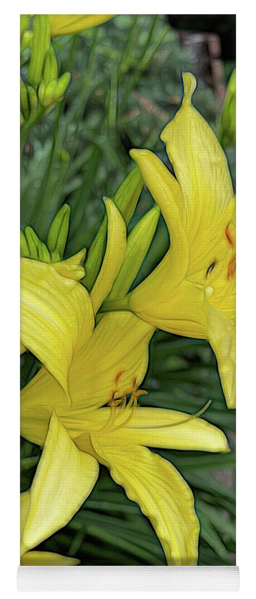 Yellow Daylilies In July - Yoga Mat