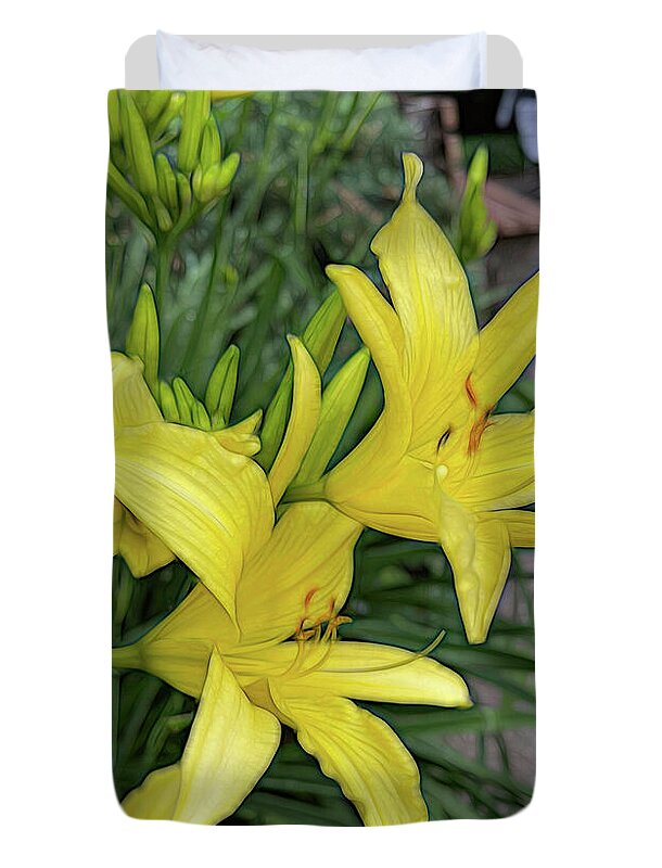 Yellow Daylilies In July - Duvet Cover