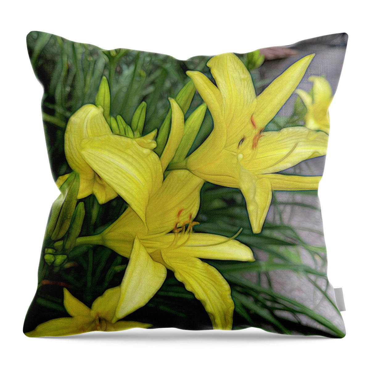 Yellow Daylilies In July - Throw Pillow